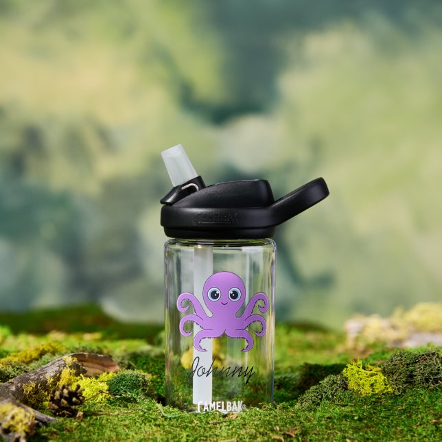 Cute purple octopus green water bottle (Outdoor)