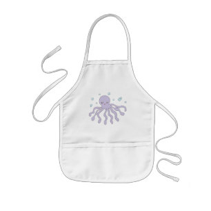 Cute Purple Octopus Kids Apron