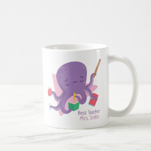 Cute Purple Octopus Teacher Personalised Coffee Mug