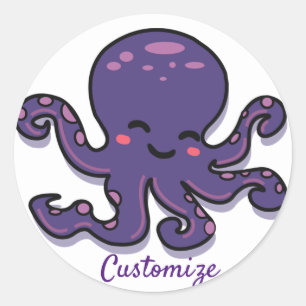 Cute Purple Octopus Thunder_Cove Classic Round Sticker