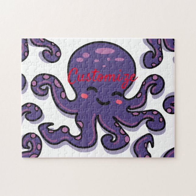 Cute Purple Octopus Thunder_Cove Jigsaw Puzzle (Horizontal)