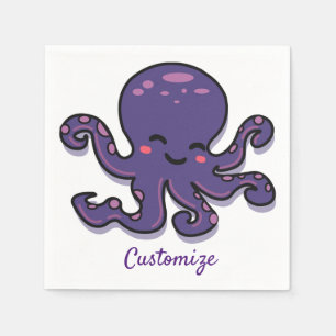 Cute Purple Octopus Thunder_Cove Napkin