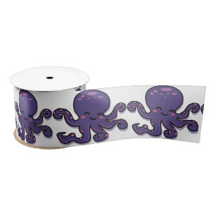 Cute Purple Octopus Thunder_Cove Satin Ribbon