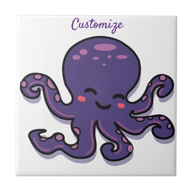 Cute Purple Octopus Thunder_Cove Tile (Front)