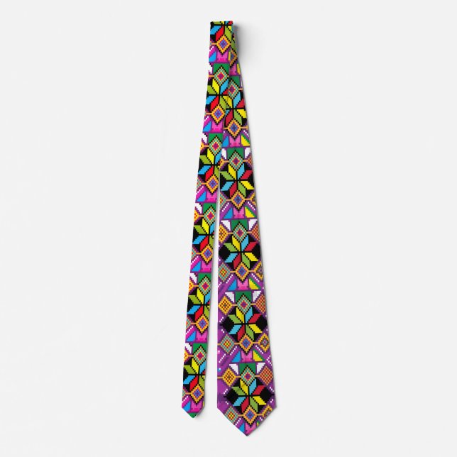 Cute purple, orange pattern Mochila art Tie (Back)