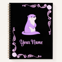 Cute Purple Otter Dark Floral Aesthetic Frame