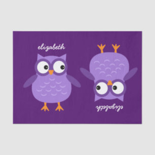Cute Purple Owl Custom Name For Her A39 Tissue Paper
