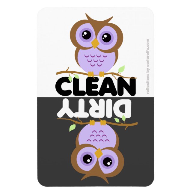 Cute Purple Owl Dishwasher Magnet (Vertical)