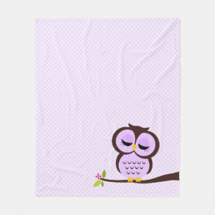 Cute Purple Owl Fleece Blanket