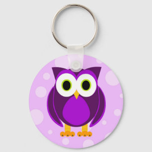 Cute Purple Owl Key Ring