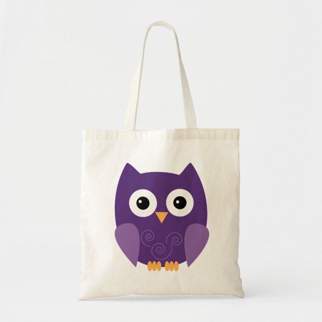 Cute Purple Owl Kids Trick or Treat Tote Bag (Front)