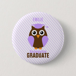 Cute Purple Owl Kindergarten Graduate 6 Cm Round Badge