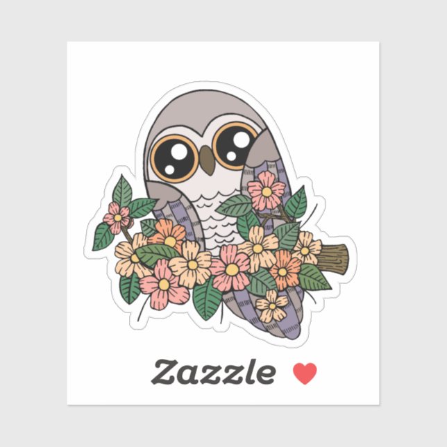 Cute Purple Owl Laptop Sticker (Sheet)