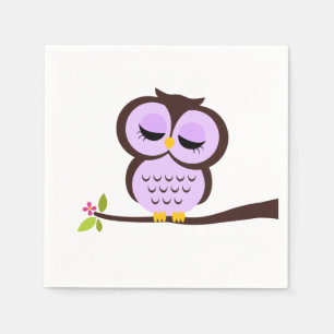 Cute Purple Owl Napkin