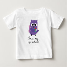Cute, purple owl, owlet "First day of school"
