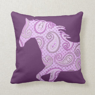 Cute Purple Paisley Horse Cushion