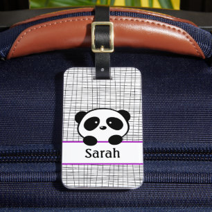 Cute Purple Panda Bear Luggage Tag