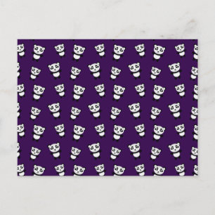 Cute purple panda pattern postcard