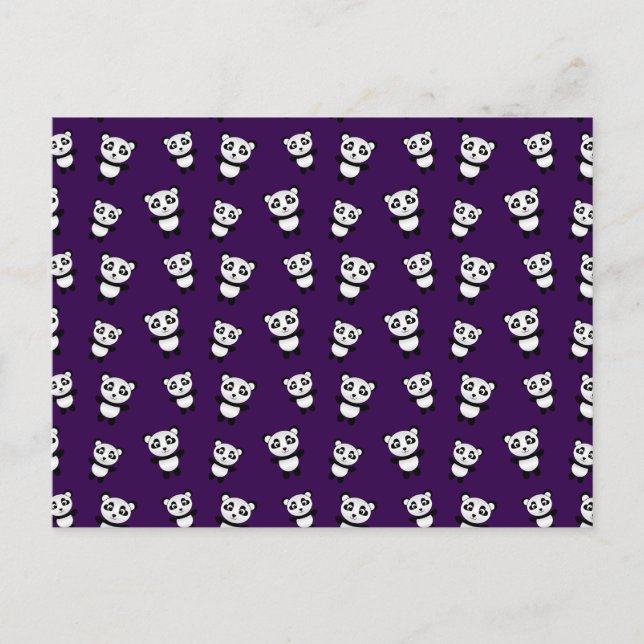 Cute purple panda pattern postcard (Front)