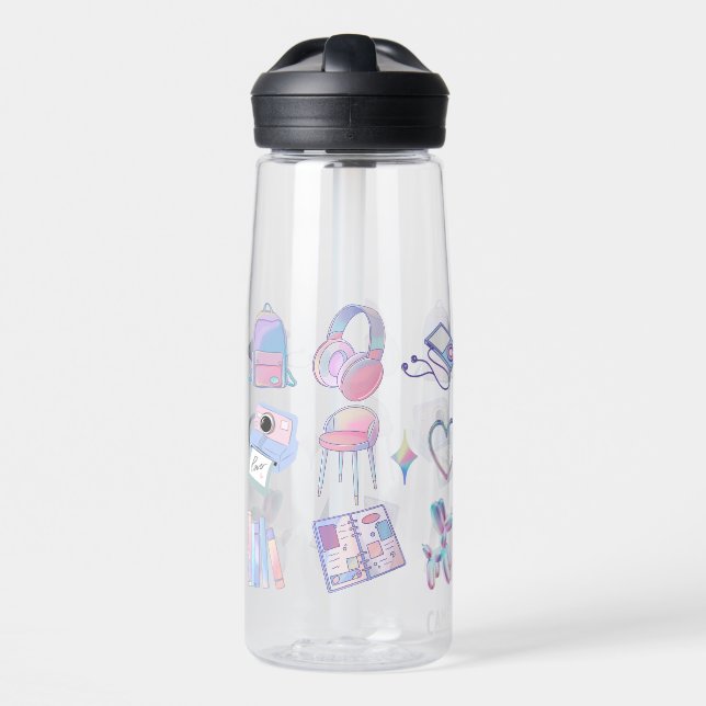 cute purple pattern water bottle (Front)