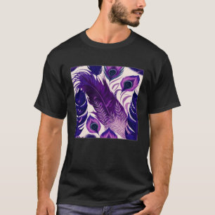Cute Purple Peacock Feathers Illustration Birds Wo T-Shirt