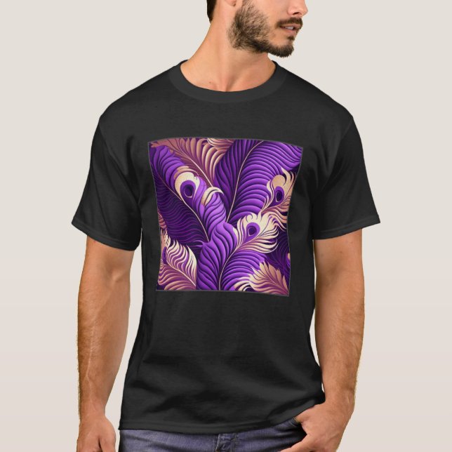 Cute Purple Peacock Feathers Illustration Birds Wo T-Shirt (Front)
