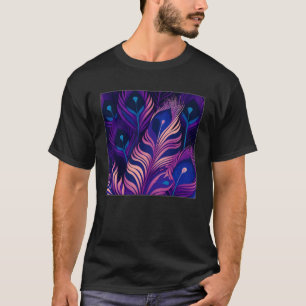 Cute Purple Peacock Feathers Illustration Birds Wo T-Shirt