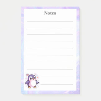 Cute Purple Penguin Lined Notepad