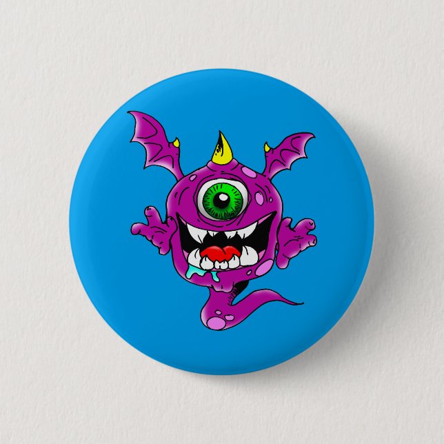 Cute Purple People Eater Monster 6 Cm Round Badge (Front)