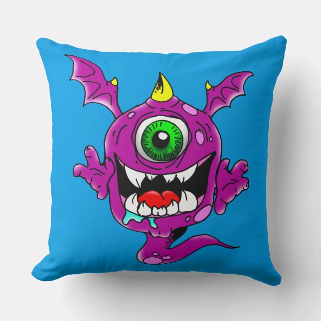 Cute Purple People Eater Monster Cushion (Front)