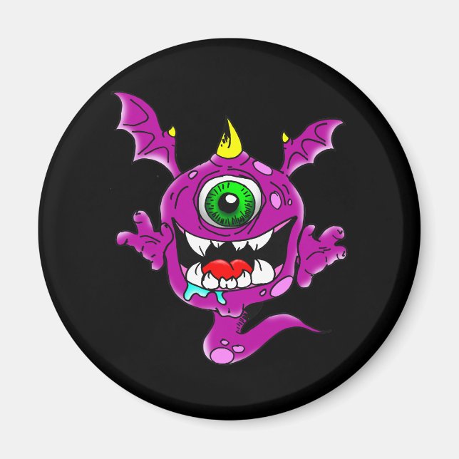 Cute Purple People Eater Monster Magnet (Front)