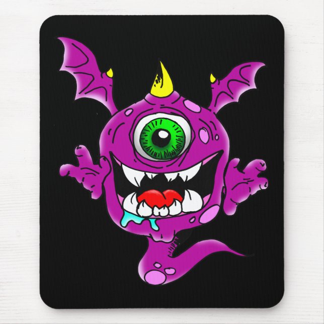 Cute Purple People Eater Monster Mouse Mat (Front)