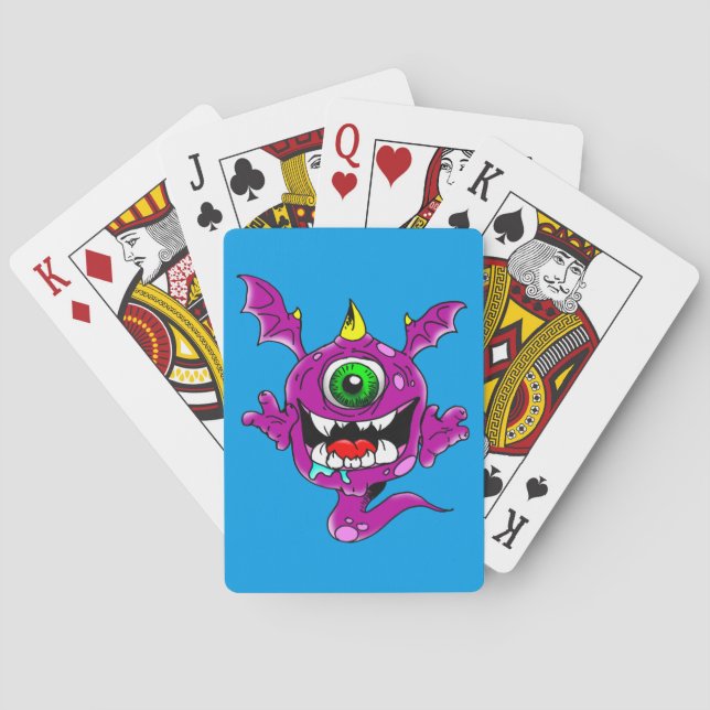 Cute Purple People Eater Monster Playing Cards (Back)