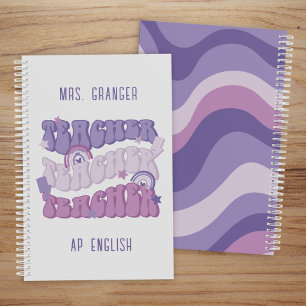 Cute Purple Personalised Retro Teacher Planner