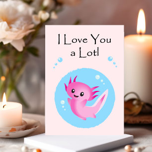 Cute Purple Pink Axolotl Love You Valentine Holiday Card