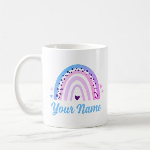 Cute Purple Pink Blue Colourful Rainbow Name Scrip Coffee Mug