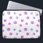 Cute Purple Pink Blue Paw Prints Pattern Laptop Sleeve<br><div class="desc">Protect your laptop and show your love for animals with this cute and and girly purple,  pink and blue paw print pattern!</div>