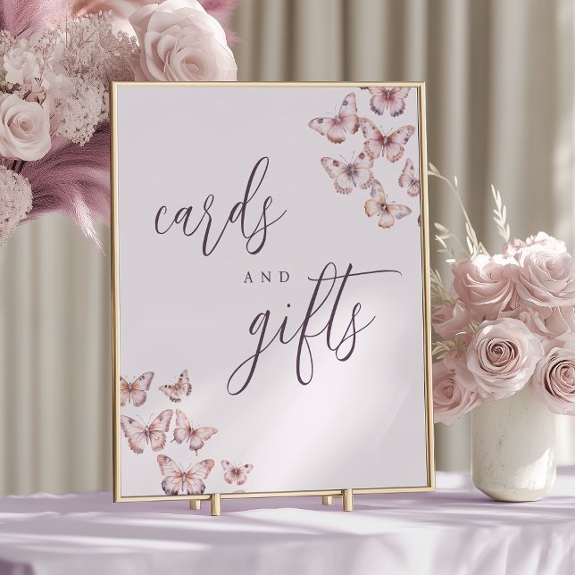 Cute Purple & Pink Butterfly Cards and Gifts Sign (Creator Uploaded)