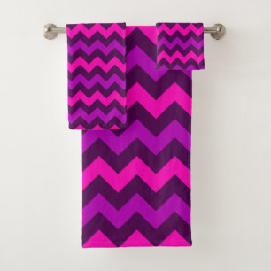 Cute Purple Pink Chevrons Bath Towel Set