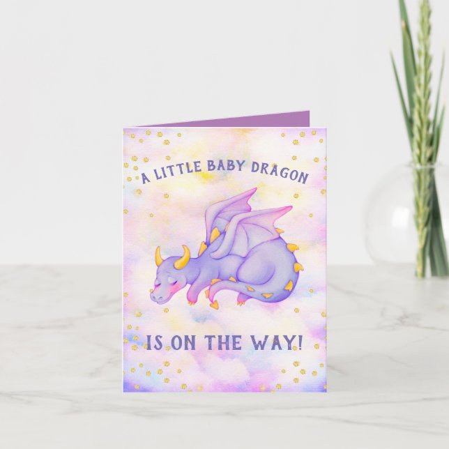 Cute Purple Pink Dragon Girl Baby Shower Invitatio Invitation (Front)