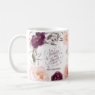 cute purple pink floral elegant teacher coffee mug