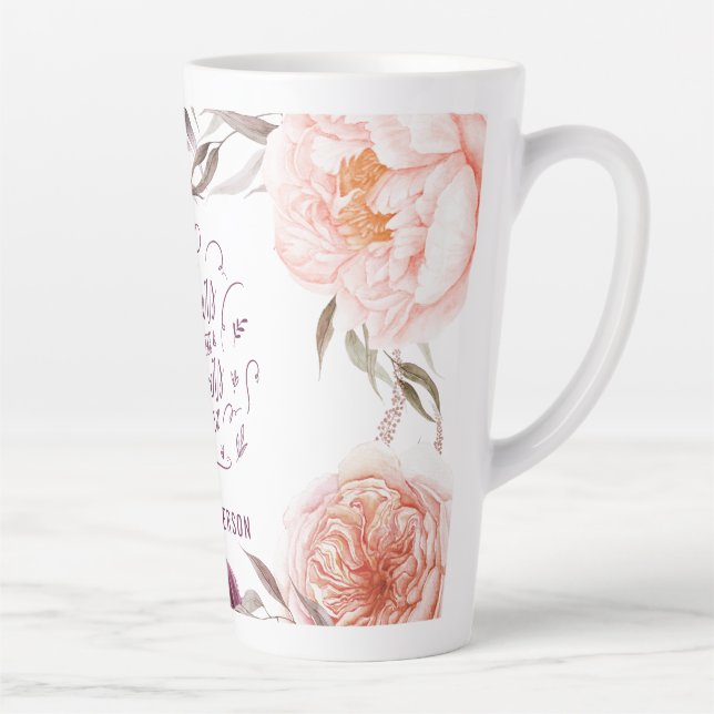 cute purple pink floral elegant teacher  latte mug (Right)