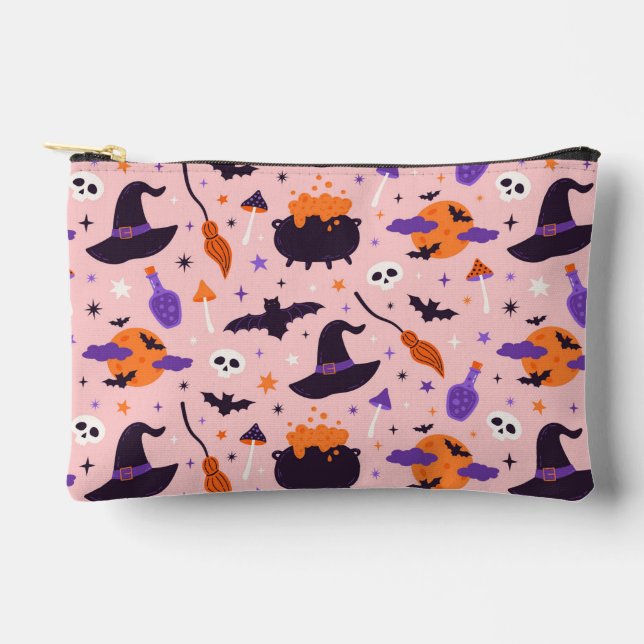 Cute Purple & Pink Halloween Pattern Accessory Pouch (Front)