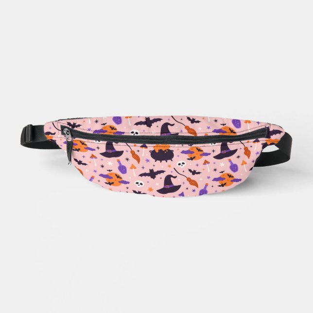 Cute Purple & Pink Halloween Pattern Bum Bags (Front)
