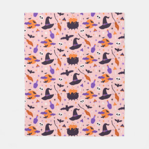 Cute Purple & Pink Halloween Pattern Fleece Blanket