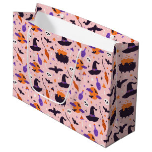 Cute Purple & Pink Halloween Pattern Large Gift Bag