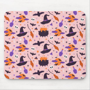 Cute Purple & Pink Halloween Pattern Mouse Mat