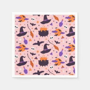 Cute Purple & Pink Halloween Pattern Napkin