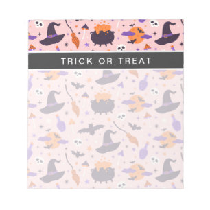 Cute Purple & Pink Halloween Pattern Notepad
