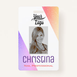 Cute Purple Pink Ombre Gradient Colour Modern Chic ID Badge